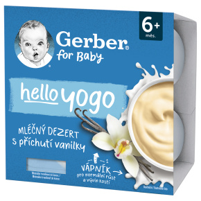 GERBER Dezert mléčný s příchutí vanilky hello yogo 4x100 g