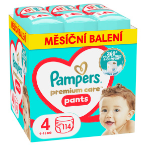 PAMPERS Kalhotky plenkové Premium Care vel. 4 (9-15 kg) 114 ks