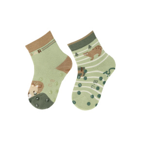 STERNTALER Ponožky protiskluzové na lezení Lev a Les ABS 2ks v balení zelená kluk vel. 18 6-12m