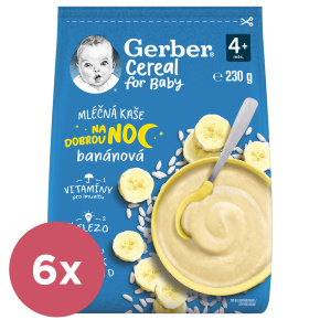 6x GERBER Kaše mléčná cereal banánová Dobrou noc 230 g