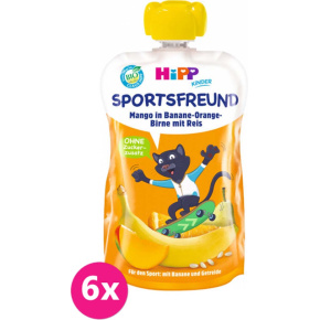 6x HiPP BIO Sport Hruška-Pomeranč-Mango-Banán-Rýže 120 g