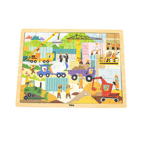 Dřevěné puzzle 48 dílků Viga Stavební stroje Multicolor 