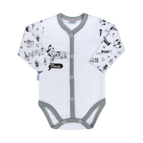 Kojenecké body celorozepínací New Baby Music Bílá 56 (0-3m)