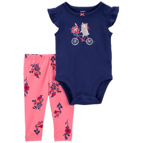 CARTER'S Set 2dílný body kr. rukáv, legíny Navy Bike holka 24m