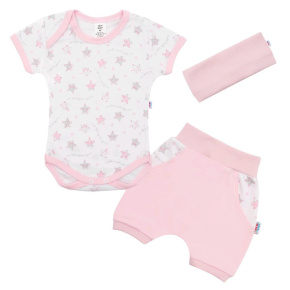 3-dílná letní bavlněná souprava New Baby Perfect Summer růžová Růžová 80 (9-12m)