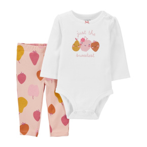 CARTER'S Set 2dílný legíny, body dl. rukáv Pink Fruits dívka NB/ vel. 56