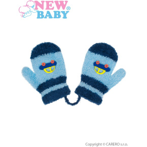 Dětské rukavičky New Baby s autem modré Modrá 80 (9-12m)