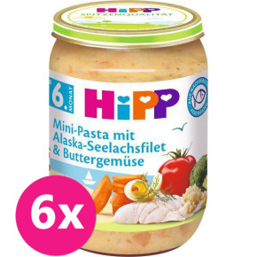 6x HiPP Mini těstoviny s aljašskou treskou v máslové zelenině 190 g,  6m+