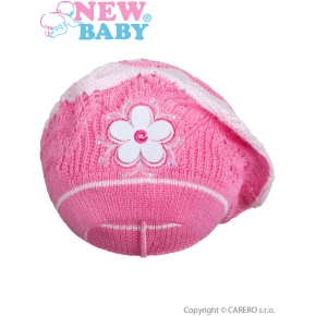 Pletená čepička-baret New Baby tmavě růžová Růžová 104 (3-4r)
