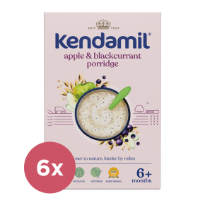 6x KENDAMIL Kaše mléčná s černým rybízem a jablky (150 g), 6m+