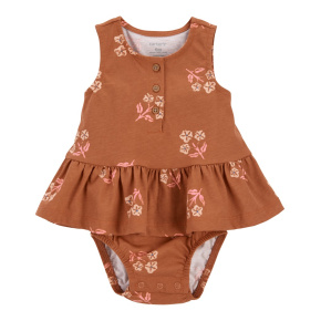 CARTER'S Body bez rukávů s volánem Brown Flowers holka 9m