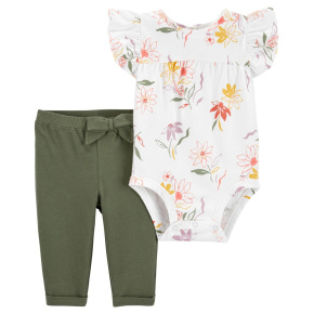 CARTER'S Set 2dílný body kr. rukáv, legíny Ivory Floral holka 9m