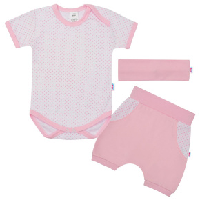 3-dílná letní bavlněná souprava New Baby Perfect Summer světle růžová Růžová 80 (9-12m)