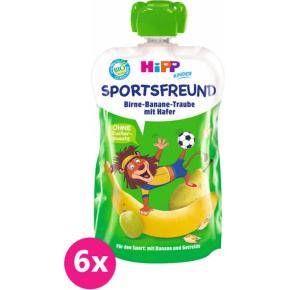 6x HiPP BIO Sport Hruška-Banán-Bílé hrozno-Oves 120 g