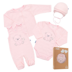 Kojenecká soupravička do porodnice New Baby Sweet Bear růžová Růžová 50