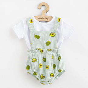 Mušelínový kojenecký set Kraťasy a Tričko New Baby Avocado Zelená 74 (6-9m)