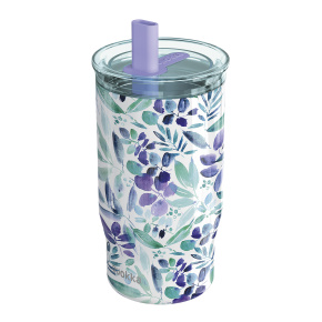 Nerezový termohrnek s brčkem Mist Violet Blooms 720 ml