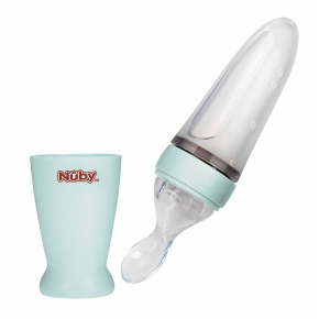 NUBY Krmítko silikonové 90 ml 3m + zelené