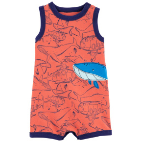 CARTER'S Overal letní Orange Whale kluk 9m