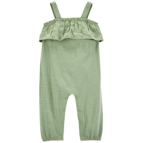 CARTER'S Overal bez nožiček na ramínka Green Embroidery holka 18m