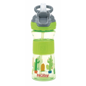 NUBY Láhev sportovní s měkkým sklápěcím brčkem 360 ml, zelená, 3+