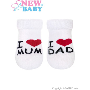 Kojenecké froté ponožky New Baby bílé I Love Mum and Dad Bílá 56 (0-3m)