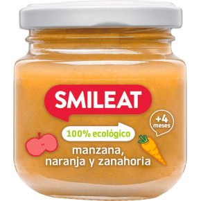 SMILEAT Organic příkrm Jablko a pomeranč 130 g, 4m+
