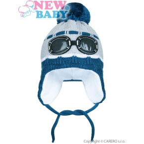 Zimní dětská čepička New Baby brýle šedá Šedá 104 (3-4r)