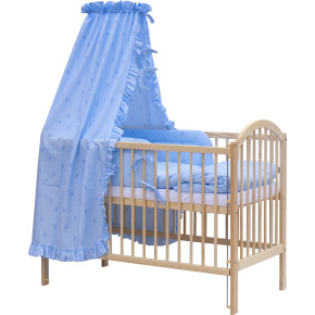 Dětská postýlka s kompletní výbavou Scarlett 120 x 60 cm - Méďa - modrá