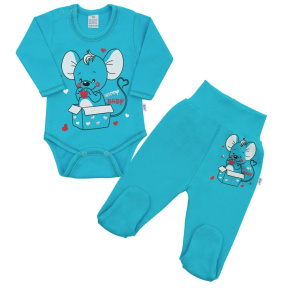 Kojenecká soupravička New Baby Mouse tyrkysová Tyrkysová 80 (9-12m)