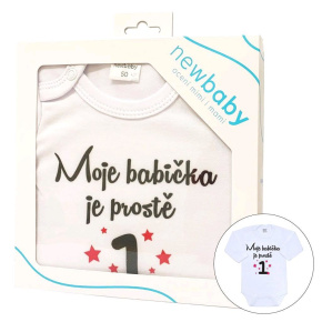 Body s potiskem New Baby Moje babička je prostě jednička - dárkové balení Červená 68 (4-6m)