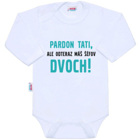 Body s potiskem New Baby Pardon tati,... máš šéfov dvoch! Bílá 86 (12-18m)