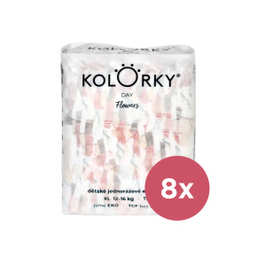 KOLORKY DAY Pleny jednorázové eko, květy XL (12-16 kg) 136 ks - MĚSÍČNÍ ZÁSOBA