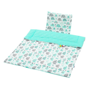 Oboustranný Set z Velvet do kočárku New Baby sloni mátový Zelená 
