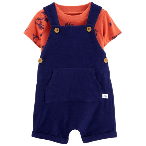 CARTER'S Set 2dílný triko kr. rukáv, kraťasy na kšandy Navy Orange kluk 24m