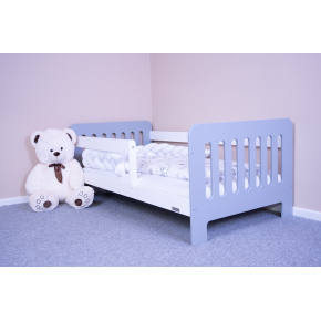 Dětská postel se zábranou New Baby ERIK 160x80 cm bílo-šedá Šedá 