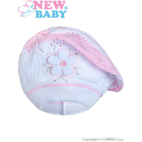 Pletená čepička-baret New Baby světle růžová Růžová 104 (3-4r)