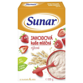 SUNAR Kaše mléčná rýžová jahodová 225 g
