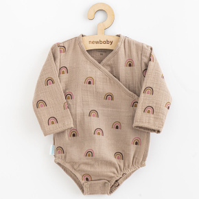 Kojenecké mušelínové body s bočním zavazováním New Baby Rainbow Hnědá 62 (3-6m)