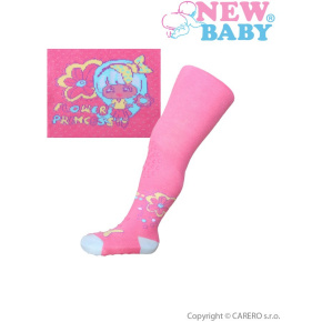 Bavlněné punčocháčky New Baby 3xABS růžové flower princess Růžová 104 (3-4r)