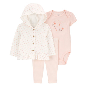 CARTER'S Set 3dílný mikina, body kr. rukáv, legíny Pink Floral holka MFL 6m/vel. 68