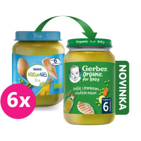 6x GERBER Organic dětský příkrm hrášek s bramborami a kuřecím masem 190 g​​