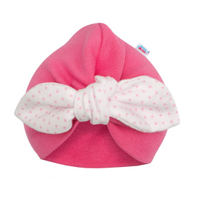 Dívčí čepička turban New Baby For Girls dots Růžová 74 (6-9m)