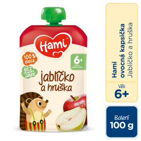 HAMI Kapsička ovocná Jablíčko a hruška 100 g, 6m+