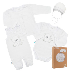 Kojenecká soupravička do porodnice New Baby Sweet Bear bílá Bílá 62 (3-6m)