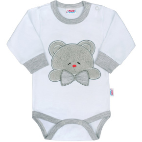Luxusní kojenecké body s dlouhým rukávem New Baby Honey Bear s 3D aplikací Bílá 86 (12-18m)