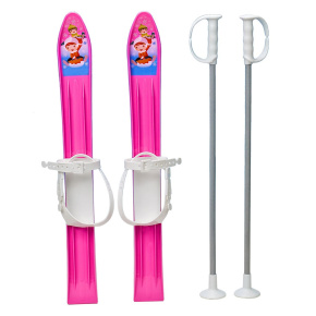 Dětské lyže s vázáním a holemi Baby Mix 60 cm růžové Růžová 