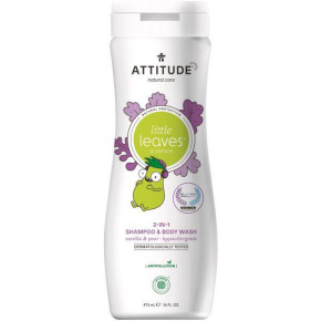 ATTITUDE Dětské tělové mýdlo a šampon (2v1) Little leaves s vůní vanilky a hrušky 473 ml