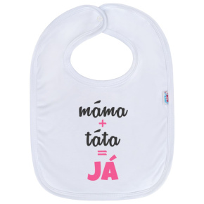 Kojenecký bavlněný bryndák New Baby máma+táta=JÁ růžový Růžová 