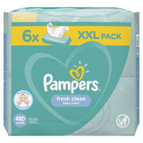 PAMPERS Fresh Clean Ubrousky vlhčené 6 balení = 480 ks